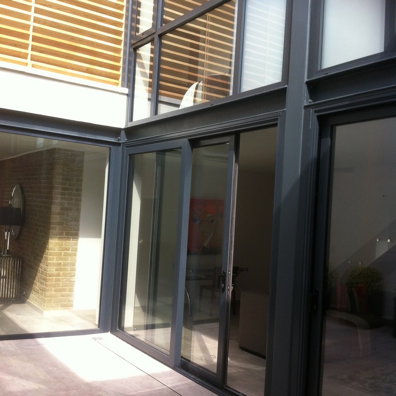 Anthracite aluminium sliding patio doors fitted in Harpenden